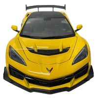 Thumbnail for Maisto 2025 Chevrolet Corvette ZR1 yellow diecast 1:18 front view rear spoiler