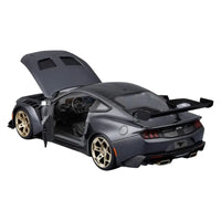 Thumbnail for Maisto 2025 Ford Mustang GTD gray diecast 1:18 opening doors hood rear three quarter