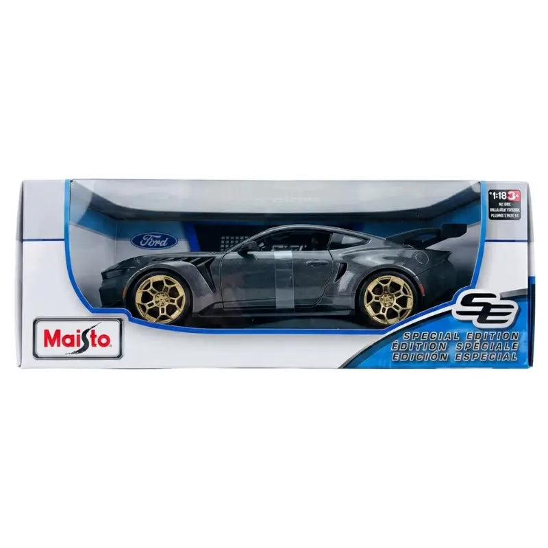 Maisto Special Edition 2025 Ford Mustang GTD gray 1:18 diecast box front view