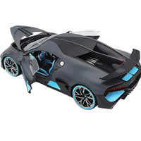 Thumbnail for Maisto Bugatti Divo 1:18 gray blue diecast model three quarter view with doors open