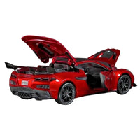Thumbnail for Corvette ZR1 Coupe red 1:18 diecast car with opening doors rear angle view