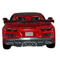 Thumbnail for Corvette ZR1 Coupe red 1:18 diecast car direct rear view with taillights