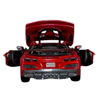 Thumbnail for Corvette ZR1 Coupe red 1:18 diecast car rear spoiler and exhaust detail