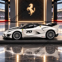 Thumbnail for Side view of white Maisto Ferrari FXX K Evo 1:18 diecast with number 70 on the door