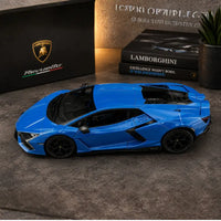 Thumbnail for Maisto 1:18 Lamborghini Revuelto diecast model lifestyle display with branding