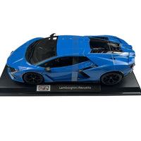 Thumbnail for Maisto 1:18 Lamborghini Revuelto diecast model side profile view on display base