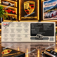 Thumbnail for Back of Maisto Porsche 911 GT3 RS 4.0 box with features list, barcode and Made in China label