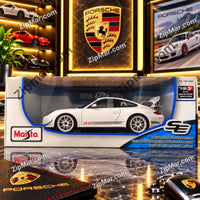 Thumbnail for White Maisto Porsche 911 GT3 RS 4.0 1:18 diecast in Special Edition window box, side view