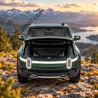 Thumbnail for Front view of green Maisto Rivian R1T 1:20 diecast electric truck with hood open