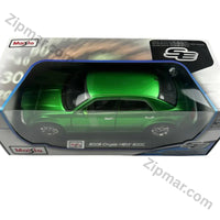 Thumbnail for Maisto Special Edition 2005 Chrysler HEMI 300C 1:18 green diecast in the original box, angled view with model name plaque