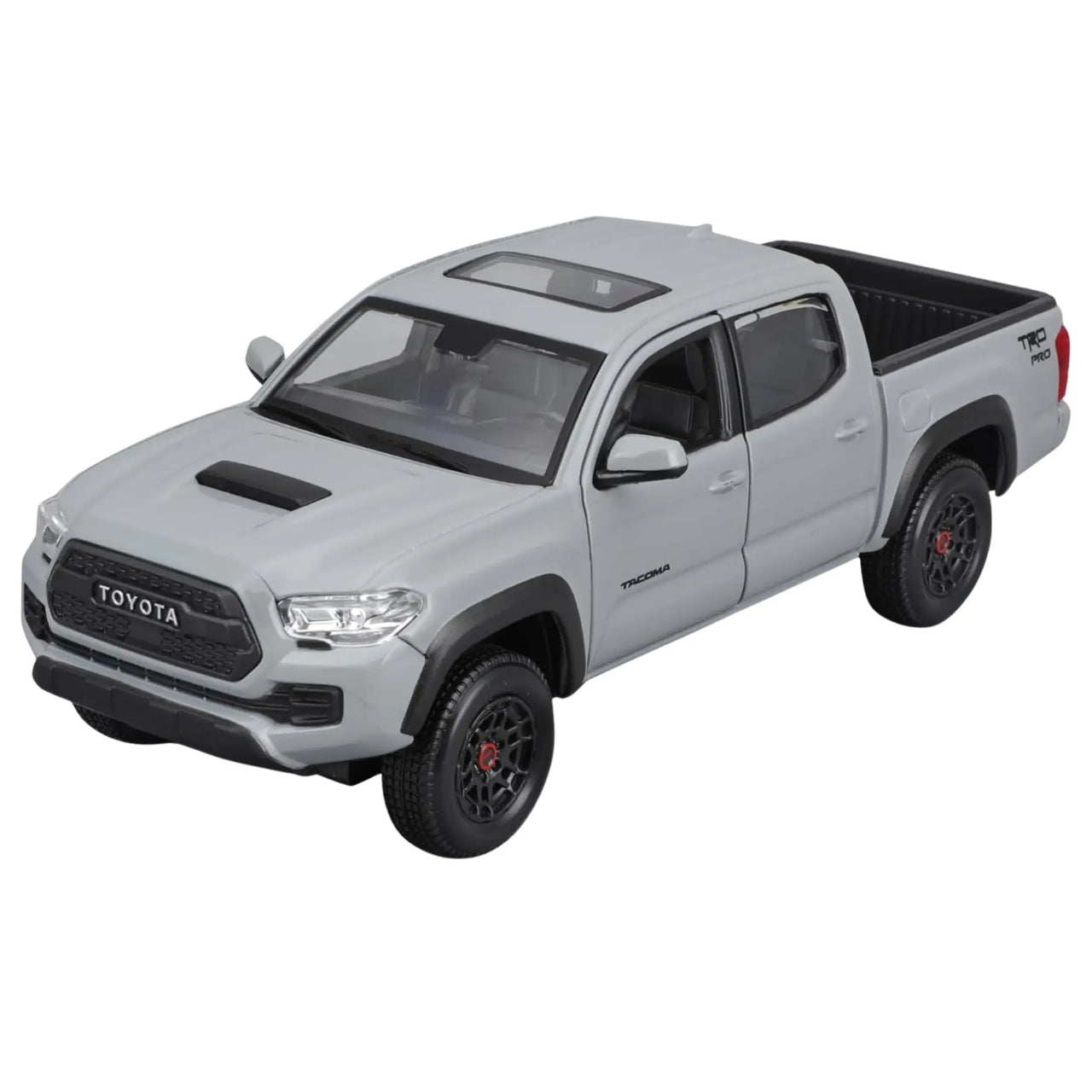 Side angle view of Maisto Toyota Tacoma TRD Pro diecast pickup truck