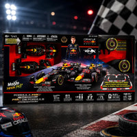 Thumbnail for High-resolution front studio image of Maisto Tech R/C Formula 1 Oracle Red Bull RB20 1/41 scale track set packaging featuring Max Verstappen #1 cars