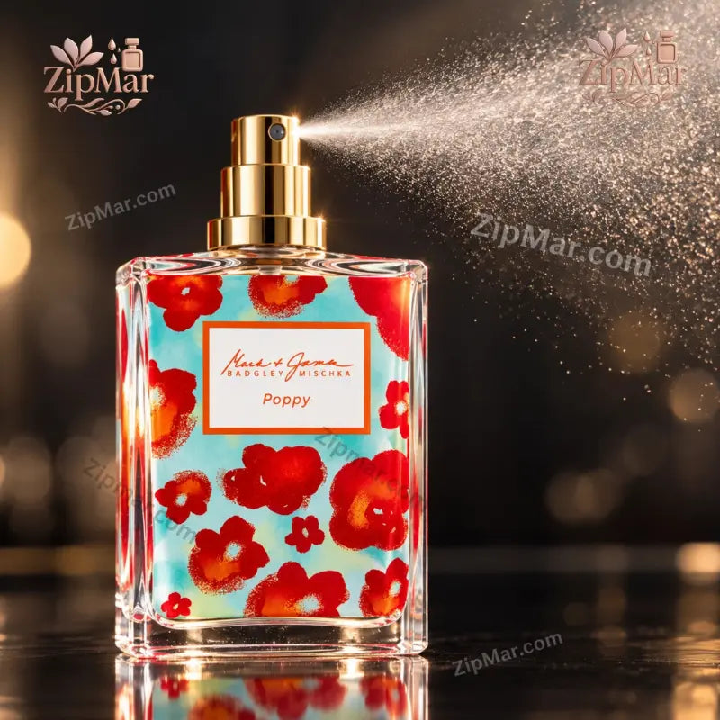 Mark and James by Badgley Mischka Poppy Eau de Parfum bottle with gold spray pump misting