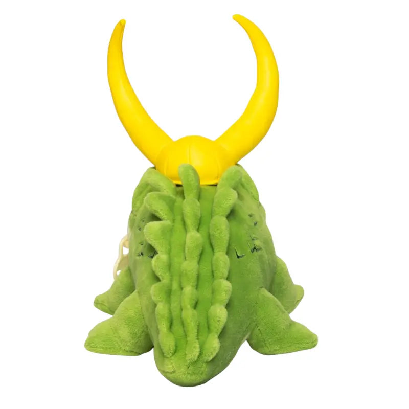 Marvel Loki Alligator Loki plush toy back view showing textured spine ridges and yellow horned helmet