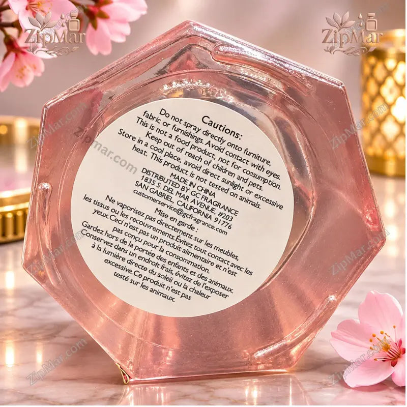 MG Studio Japanese Cherry Blossom Room Spray base label with cautions, Made in China and GC Fragrance distributor