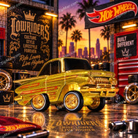 Thumbnail for MGA Cartuned Lowriders Series 3 1959 Chevy Impala 04 gold on card with hopper tool”