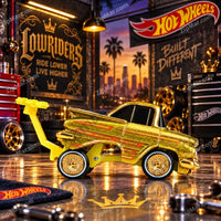 Thumbnail for MGA Cartuned Lowriders 1959 Chevy Impala gold front angle with gold wire wheels”