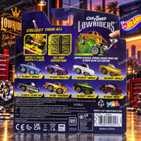 Thumbnail for MGA Cartuned Lowriders Series 3 1985 Cadillac Fleetwood Coupe card back with series lineup and barcode”