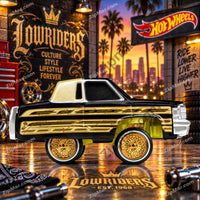 Thumbnail for MGA Cartuned Lowriders 1985 Cadillac Fleetwood Coupe side profile with gold wire wheels”