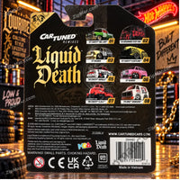 Thumbnail for MGA Cartuned Remixes Liquid Death 1947 Chevy Fleetline card back with series lineup and barcode”