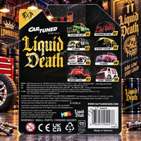 Thumbnail for MGA Cartuned Remixes Liquid Death 1954 Grumman Step Van card back with series lineup and barcode”