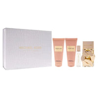 Thumbnail for Full Michael Kors Pour Femme 4-piece gift set with white crocodile embossed gift box and all four products displayed