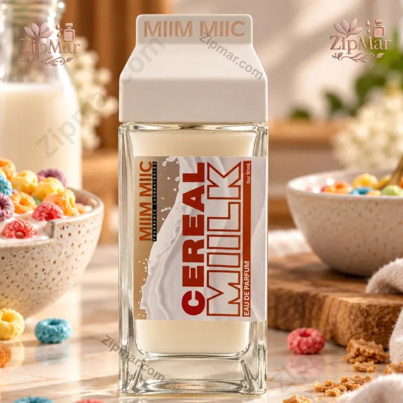 MIIM MIIC Cereal Milk Eau de Parfum 3 oz front label with orange and white cereal bowl design and colorful loops