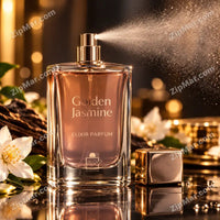 Thumbnail for Milestone Golden Jasmine Elixir Parfum bottle spraying a fine mist next to the square cap