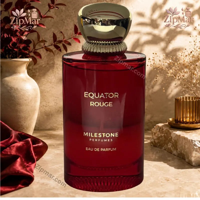 Milestone Perfumes Equator Rouge Eau De Parfum red bottle with gold cap