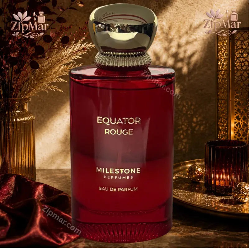 Milestone Perfumes Equator Rouge EDP bottle on decorative tray display