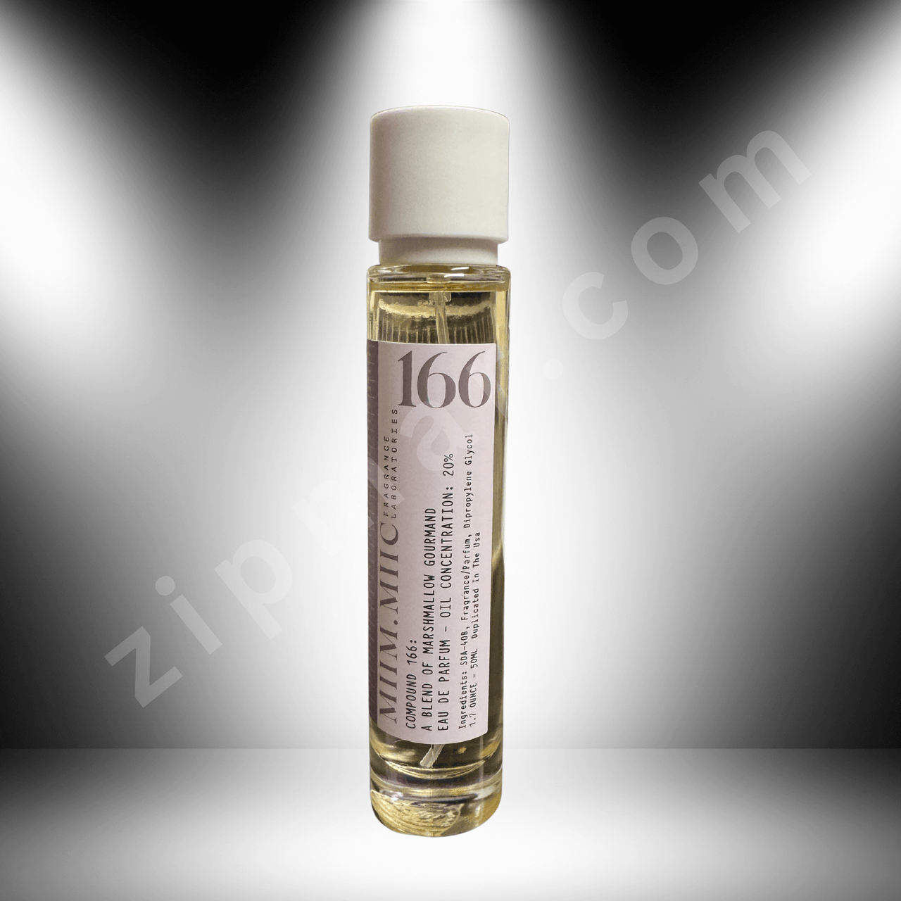 Small glass bottle with a white cap on a gradient gray background