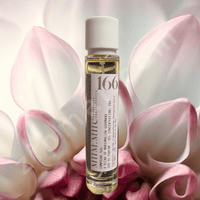 Thumbnail for Small bottle of perfume with a label on pink flower petals