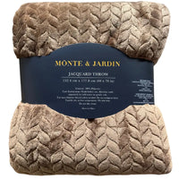 Thumbnail for Mônte & Jardin Jacquard Throw Blanket Brown packaged front view
