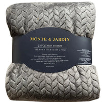 Thumbnail for Mônte & Jardin Jacquard Throw Blanket Grey packaged front view