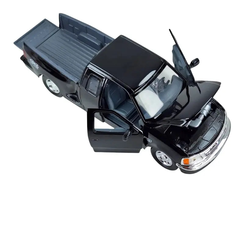 Top angle view of Motormax Ford F150 Flareside Supercab with doors open