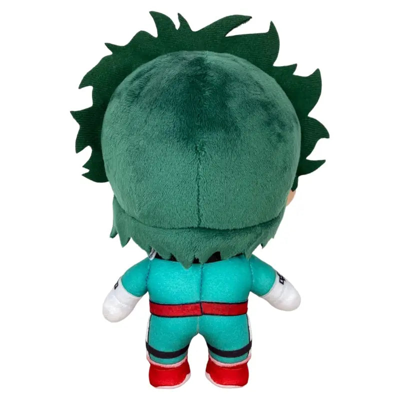 My Hero Academia Deku Izuku Midoriya plush stuffed figure back view showing green hero suit and wild hair detail