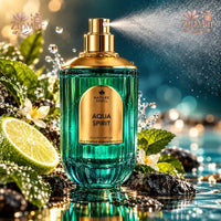Thumbnail for Nature Spell Aqua Spirit Eau de Parfum 100 mL teal ribbed bottle being sprayed with lime and mint