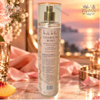 Thumbnail for Nicole Miller Champagne Roses Body Mist 8 fl oz back label with ingredients and floral design