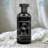 Thumbnail for Noir Spice Eau de Toilette 4.2 fl oz 125 mL black bottle with winged A logo label and gunmetal cap