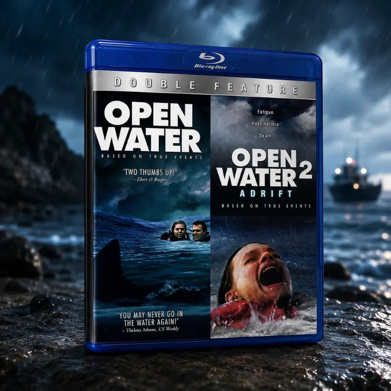 Open Water double feature Blu-ray styled with stormy ocean backdrop