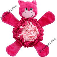 Thumbnail for Outward Hound Snuffle Pals Pig toy opened flat showing pink fleece snuffle mat with arms and legs