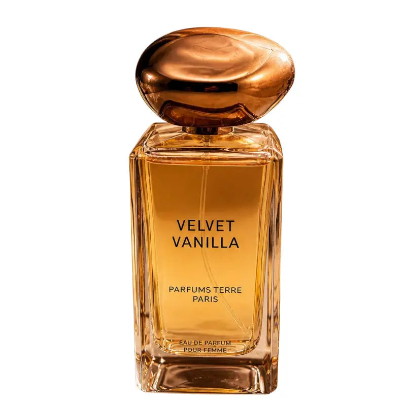 Parfums Terre Paris Velvet Vanilla Eau de Parfum 3.4 fl oz glass bottle with bronze pebble cap