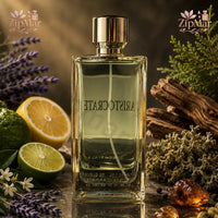 Thumbnail for Front view of Paris Bleu Aristocrate bottle on light marble surface with citrus and amber highlights
