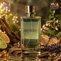 Thumbnail for Front view of Paris Bleu Aristocrate Eau de Parfum bottle styled with fresh lime, lemon, lavender, and natural wood