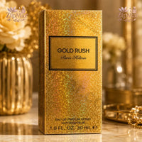 Thumbnail for Front view of Paris Hilton Gold Rush Eau de Parfum 1.0 fl oz 30 ml shimmering gold glitter box packaging