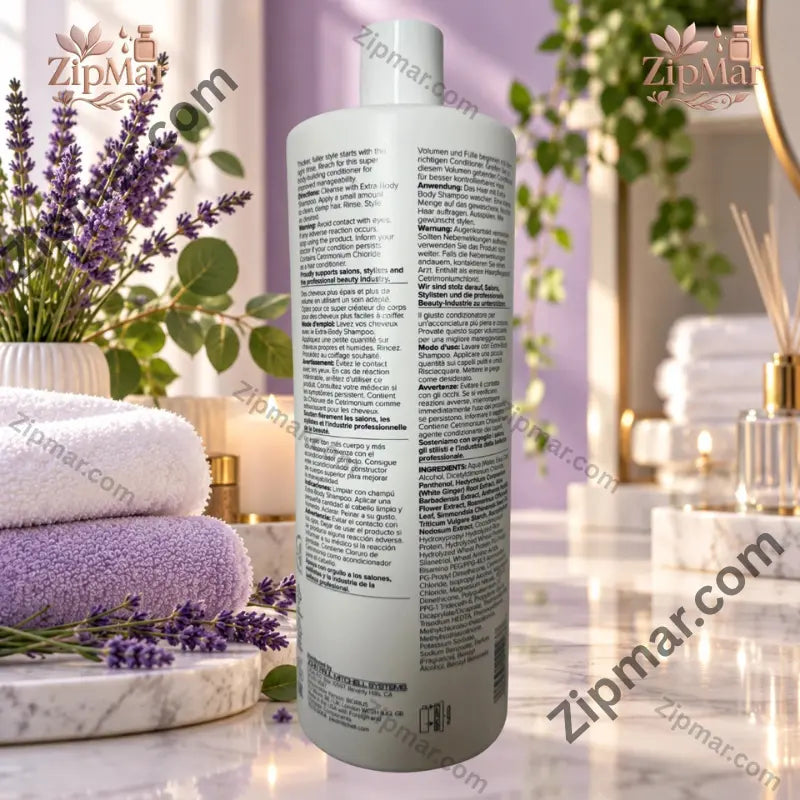 Back label of Paul Mitchell Extra Body Conditioner with directions, warning and ingredients