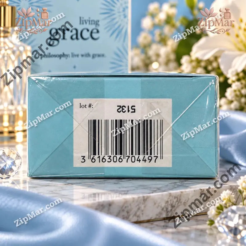 Base of Philosophy Living Grace box showing lot number and barcode