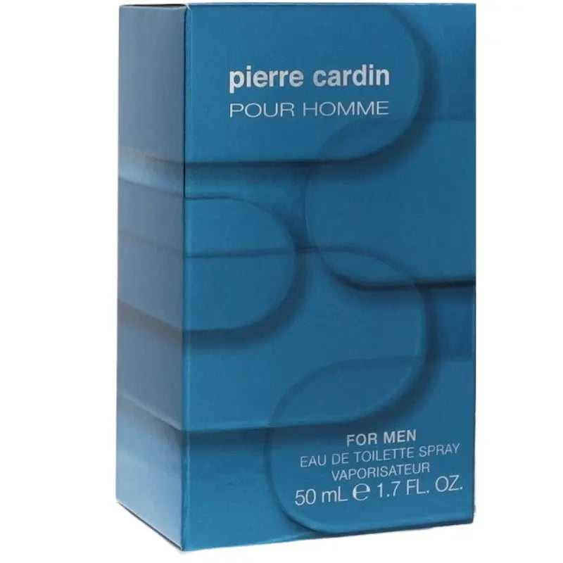 Pierre Cardin Pour Homme Eau de Toilette spray 1.7 fl oz box featuring teal geometric design