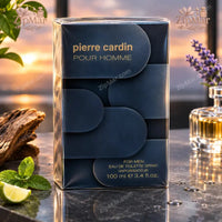 Thumbnail for Front of sealed Pierre Cardin Pour Homme EDT for men navy box with rounded panel design