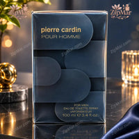 Thumbnail for Straight on view of Pierre Cardin Pour Homme Eau de Toilette 100 mL box in clear wrap